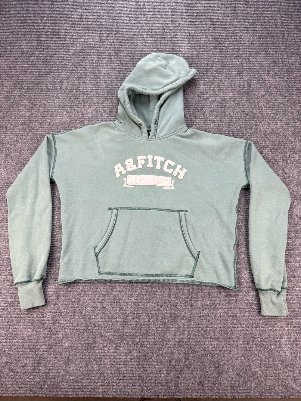 Abercrombie & Fitch Womens Small Cropped Hoodie Sweatshirt Sage Green A&FITCH